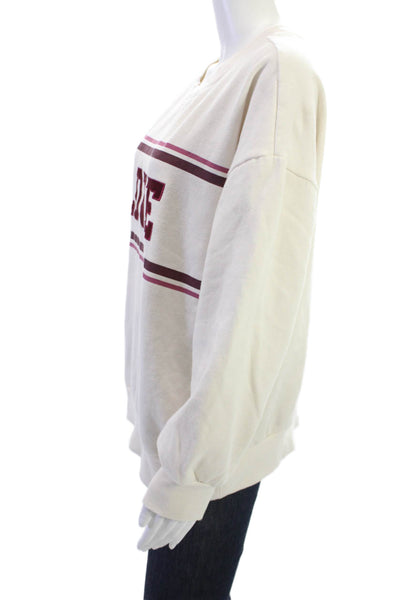 Z Supply Women Pullover Sweatshirt White Graphic Crew Neck Love Size M