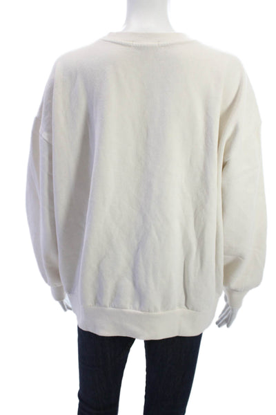 Z Supply Women Pullover Sweatshirt White Graphic Crew Neck Love Size M