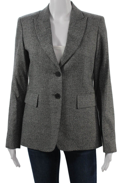 Massimo Dutti Unisex Classic Wool Blend Blazer Gray Button Size 6