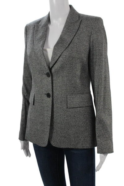 Massimo Dutti Unisex Classic Wool Blend Blazer Gray Button Size 6