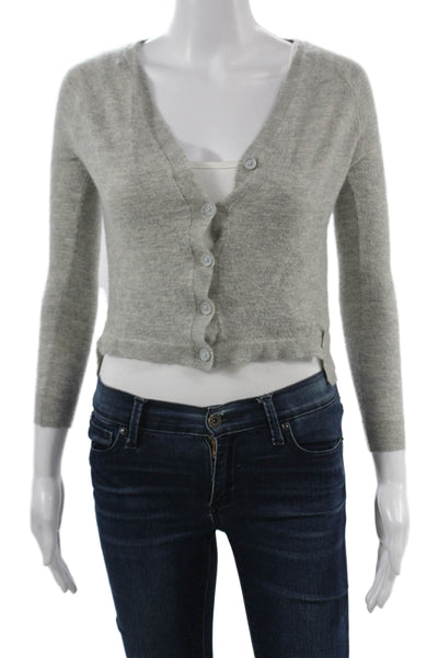 J Brand Unisex Cashmere V Neck Gray Button Long Sleeve Cardigan Size S