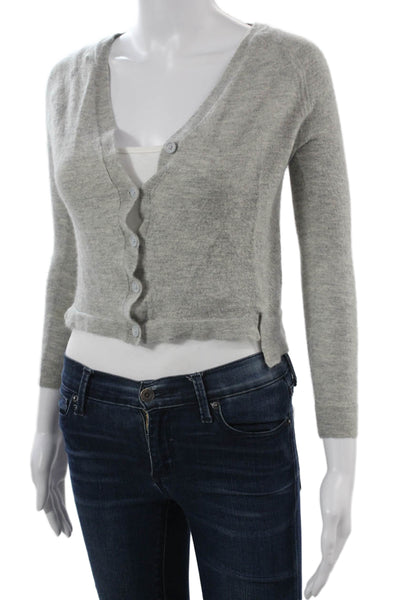 J Brand Unisex Cashmere V Neck Gray Button Long Sleeve Cardigan Size S