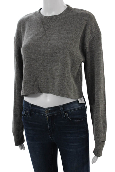 Zara Women Pullover Sweatshirt Gray Crew Neck Long Sleeve Size S