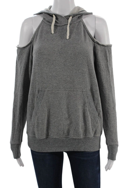 Splendid Womens Pullover Hoodie Gray Drawstring Long Sleeve Petite Size XS