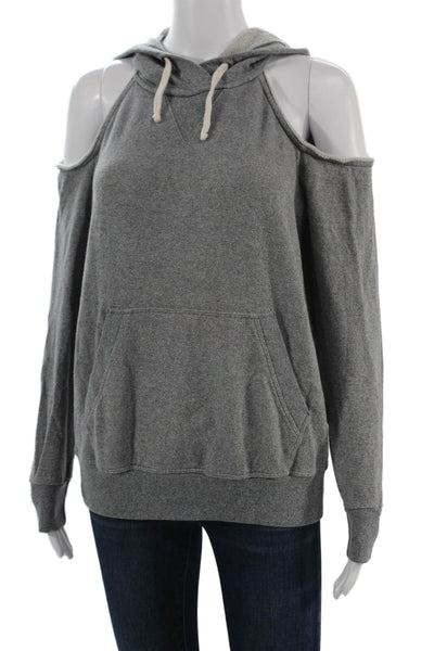 Splendid Womens Pullover Hoodie Gray Drawstring Long Sleeve Petite Size XS