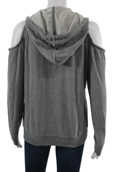 Splendid Womens Pullover Hoodie Gray Drawstring Long Sleeve Petite Size XS