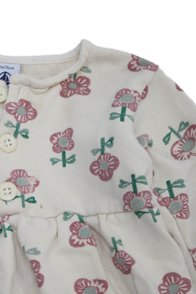 Petit Bateau Childrens Girls Floral Print Dress White Multi Size 12 Months