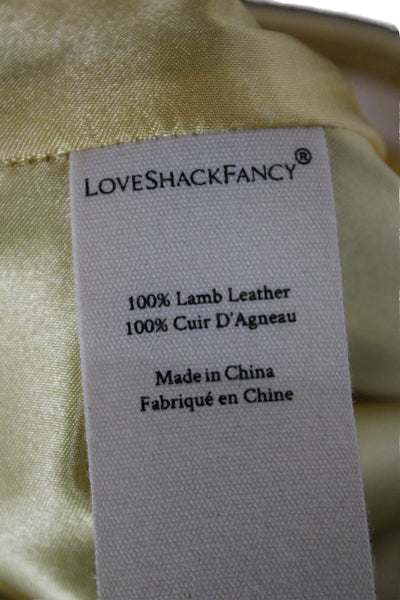 Love Shack Fancy Women A-Line Mini Lamb Leather Skirt Yellow Size 4