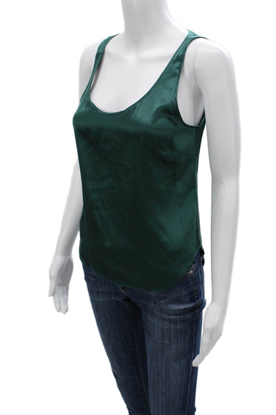 Fleur du Mal Womens Green Silk Blend Camisole Round Neck Designer Size XS