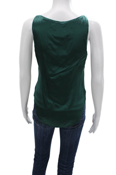 Fleur du Mal Womens Green Silk Blend Camisole Round Neck Designer Size XS