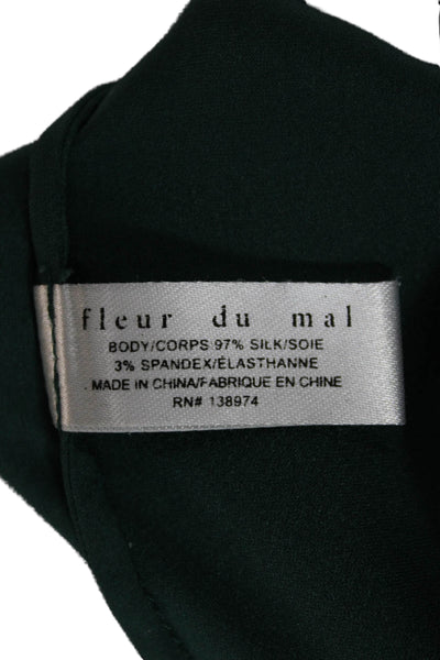 Fleur du Mal Womens Green Silk Blend Camisole Round Neck Designer Size XS