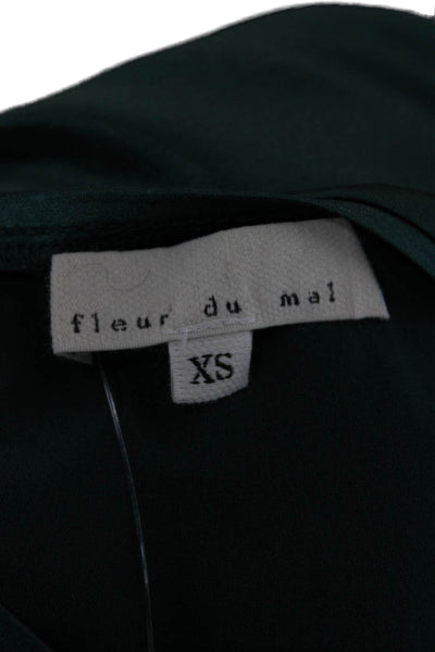 Fleur du Mal Womens Green Silk Blend Camisole Round Neck Designer Size XS