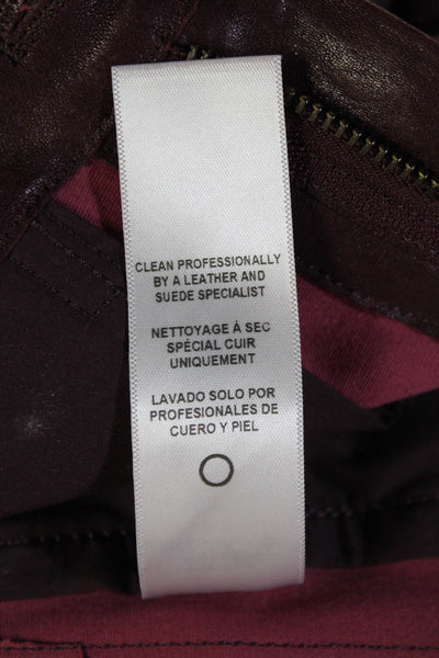 Frame Womens Cropped Brown Lamb Leather Pants Button Size 23