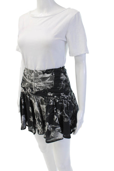 Charo Ruiz Womens Flare Mini Skirt Black Floral Cotton Blend Size XS