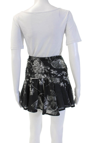 Charo Ruiz Womens Flare Mini Skirt Black Floral Cotton Blend Size XS