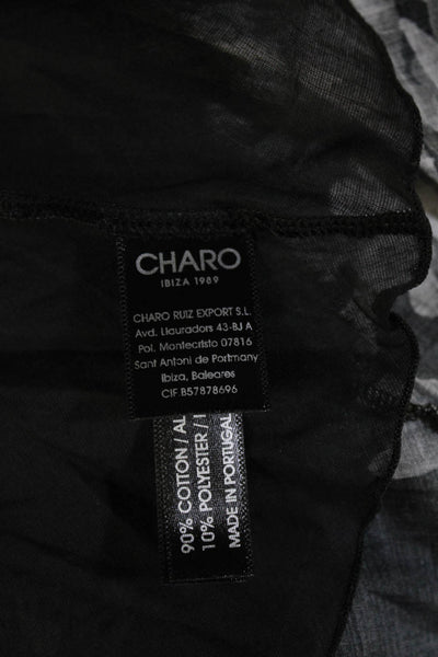 Charo Ruiz Womens Flare Mini Skirt Black Floral Cotton Blend Size XS