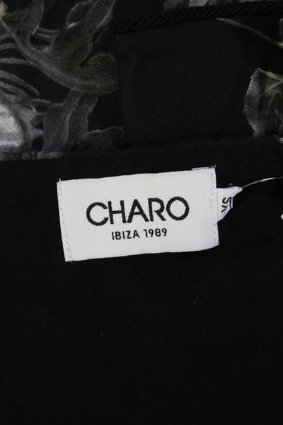Charo Ruiz Womens Flare Mini Skirt Black Floral Cotton Blend Size XS