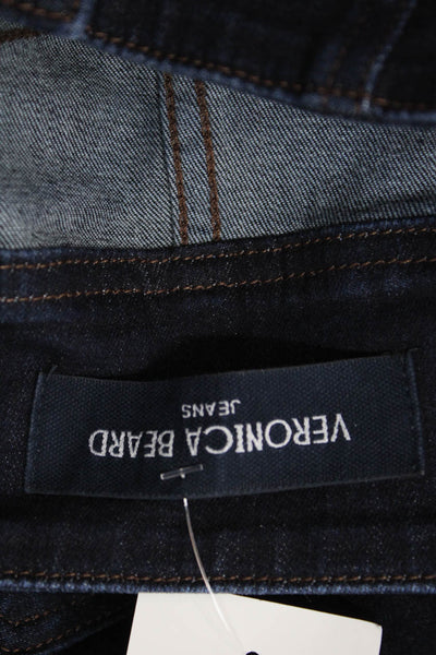 Veronica Beard Womens Flared Ankle Jeans Dark Blue Button High Rise Size 24