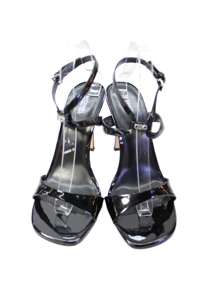 Michael Michael Kors Womens Leather Ankle Strap Heels Shoes Black Size 10M