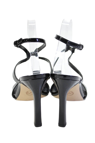 Michael Michael Kors Womens Leather Ankle Strap Heels Shoes Black Size 10M
