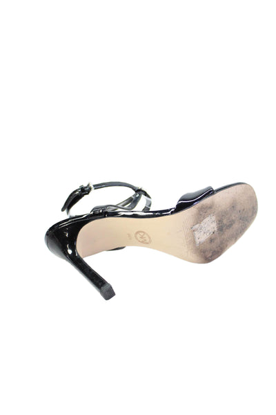 Michael Michael Kors Womens Leather Ankle Strap Heels Shoes Black Size 10M
