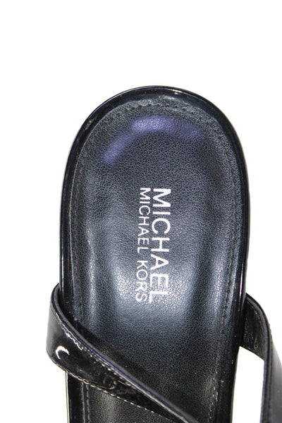 Michael Michael Kors Womens Leather Ankle Strap Heels Shoes Black Size 10M