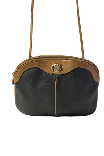 Mark Cross Womens Leather Embossed Zip Flat Crossbody Bag Handbag Brown Gray