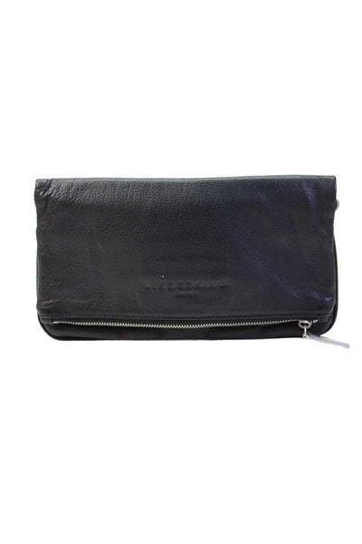 Liebeskind Womens Single Strap Logo Flap Grain Leather Shoulder Handbag Black