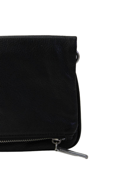 Liebeskind Womens Single Strap Logo Flap Grain Leather Shoulder Handbag Black