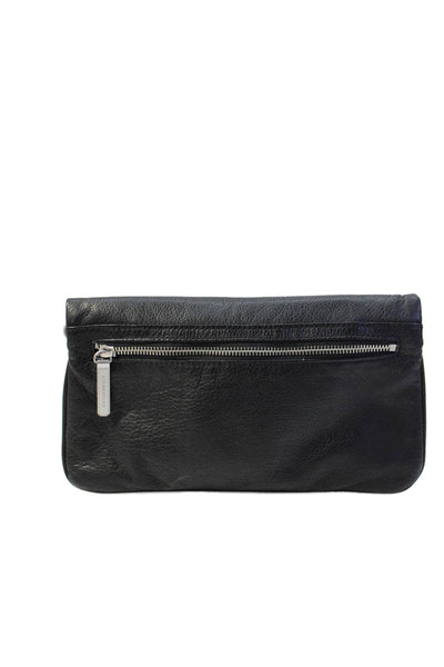 Liebeskind Womens Single Strap Logo Flap Grain Leather Shoulder Handbag Black