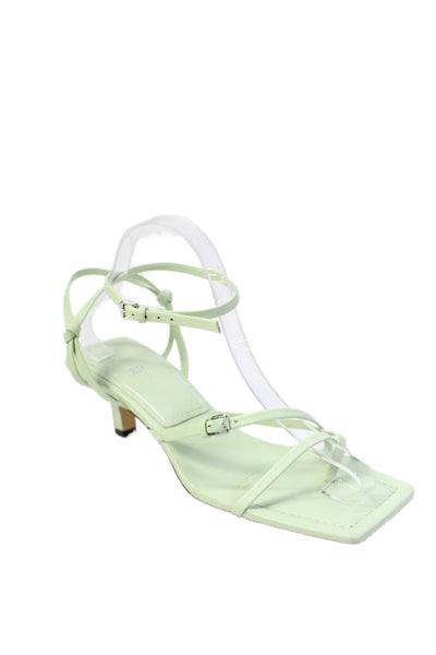 Zara Womens Vegan Leather Strappy Sandals Light Green Size 37 7