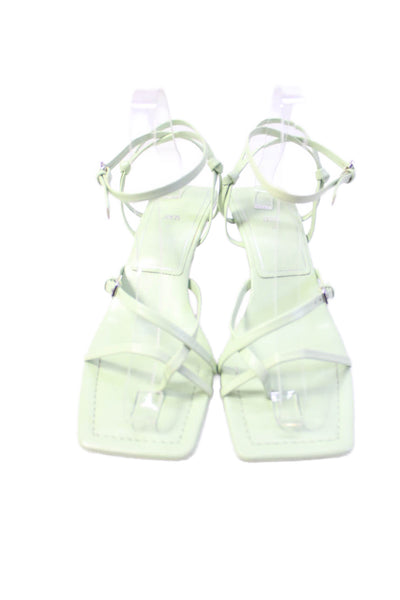 Zara Womens Vegan Leather Strappy Sandals Light Green Size 37 7