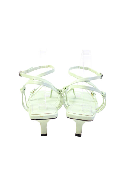 Zara Womens Vegan Leather Strappy Sandals Light Green Size 37 7