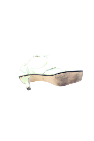 Zara Womens Vegan Leather Strappy Sandals Light Green Size 37 7