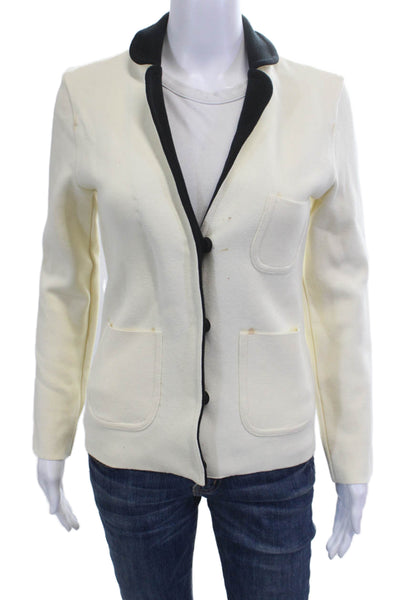 Claudie Pierlot Womens White Cotton Collared Blazer Long Sleeve Size 1