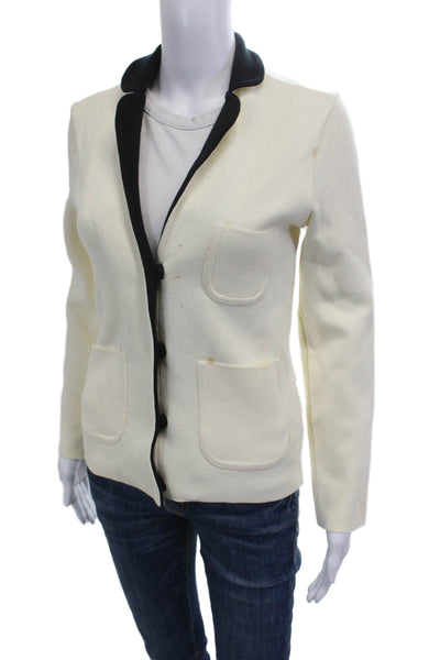 Claudie Pierlot Womens White Cotton Collared Blazer Long Sleeve Size 1