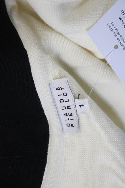 Claudie Pierlot Womens White Cotton Collared Blazer Long Sleeve Size 1