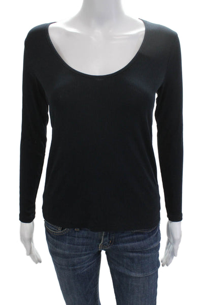 James Perse Women Basic Black Long Sleeve T-Shirt Size 1