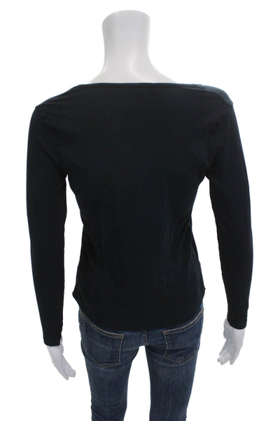 James Perse Women Basic Black Long Sleeve T-Shirt Size 1
