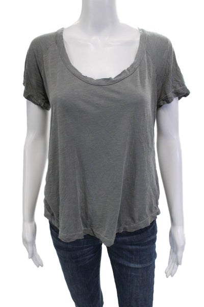 James Perse Womens Basic Gray T-Shirt Cotton Round Neck Short Sleeve Size 1