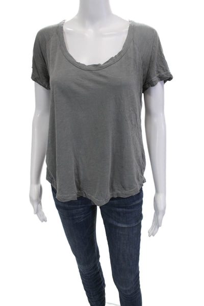 James Perse Womens Basic Gray T-Shirt Cotton Round Neck Short Sleeve Size 1