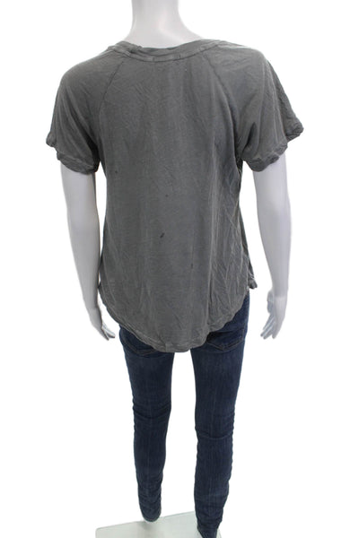 James Perse Womens Basic Gray T-Shirt Cotton Round Neck Short Sleeve Size 1