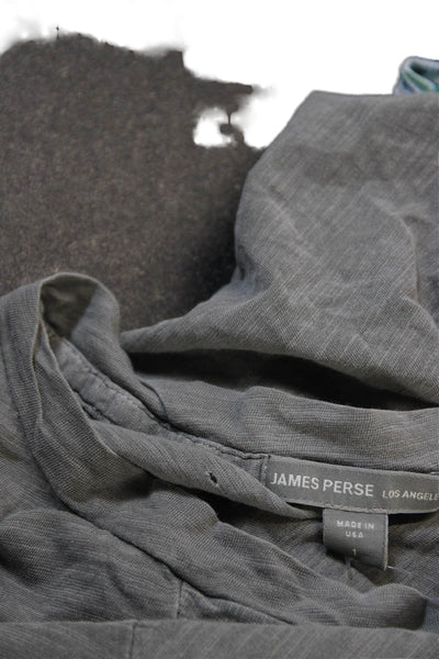James Perse Womens Basic Gray T-Shirt Cotton Round Neck Short Sleeve Size 1
