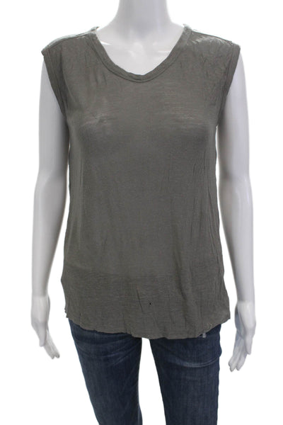 T Alexander Wang Womens Gray V Neck Sleeveless T Shirt Size XS