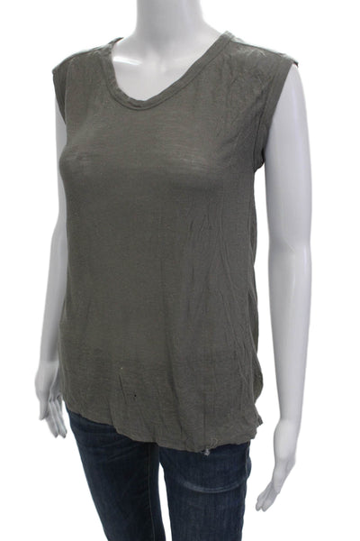 T Alexander Wang Womens Gray V Neck Sleeveless T Shirt Size XS