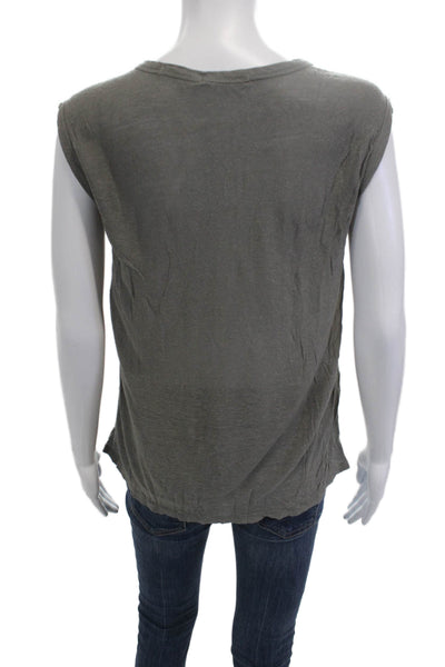 T Alexander Wang Womens Gray V Neck Sleeveless T Shirt Size XS