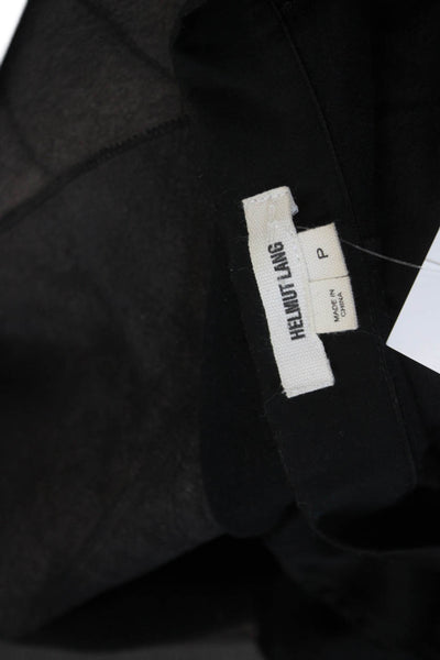 Helmut Lang Womens Collared Black Basic Blouse 3/4 Sleeve Cotton Blend Size PP