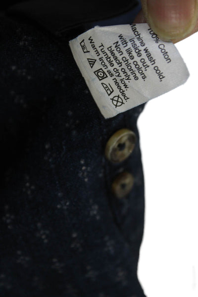 J Crew Mens Button-Down Collared Long Sleeve Dark Blue Geometric Cotton Size S