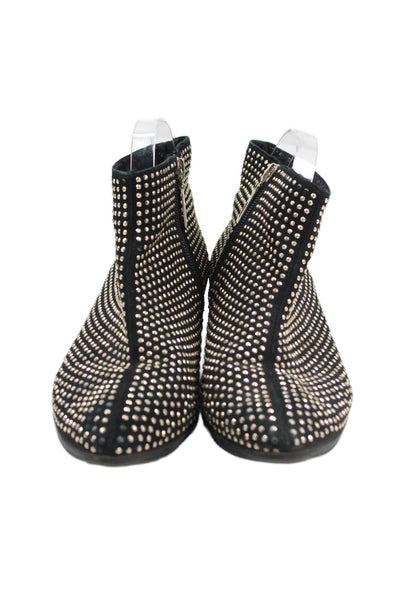 Schutz Womens Rhinestoned Ankle Boots Black Size 9