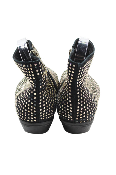 Schutz Womens Rhinestoned Ankle Boots Black Size 9